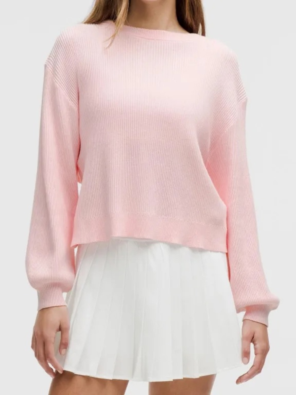 Lululemon Soft Pink Ribbed Scoop-Neck Sweater
